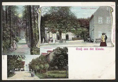 25052 AK Klausa Gasthaus Logirhaus Leina Partie , gelaufen 1909 Ehrenhain
