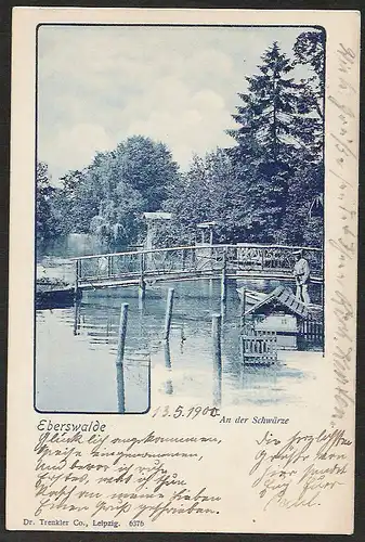 25054 AK Eberswalde An der Schwärze Teich Brücke , gelaufen 1900