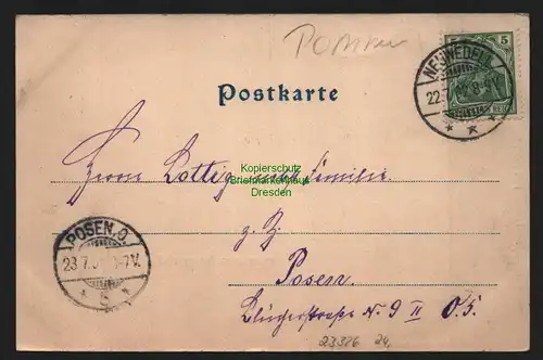 23326 AK Neuwedell Kaiserl. Postamt 1902, gelaufen