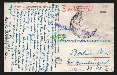 22942 AK Bad Berneck ca 1960, gelaufen , Marke abgelöst