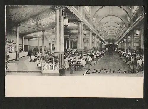 21161 AK Restaurant Clou Berliner Konzert Haus Innenansicht, gelaufen   1912