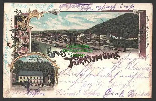 145638 AK Türkismühle Nohfelden Saarland Litho 1899 Bahnhof Cafe Gasthof z. Post