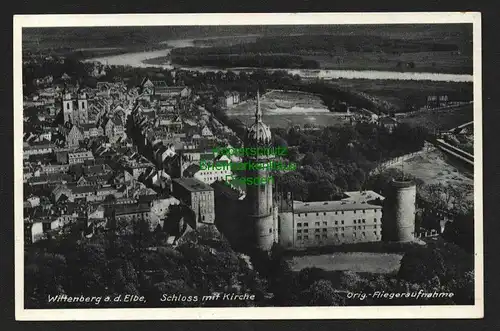 143785 AK Wittenberg a. d. Elbe Schloss mit Kirche Luftbild Fliegeraufnahme 1936
