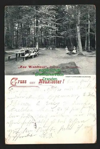 143738 AK Gruss aus Neukloster Restaurant zur Waldlust 1899