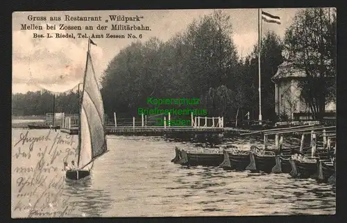 143619 AK Restaurant Wildpark Mellen bei Zossen an der Militärbahn 1913