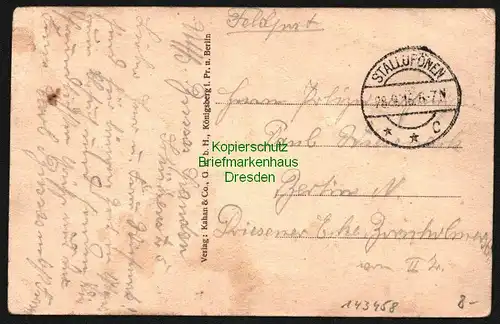 143458 AK Das verwüstete Ostpreussen Dorfschmiede bei Stallupönen 1916