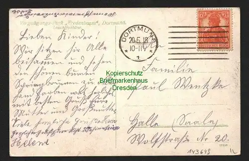 143649 AK Vergnügungspark Fredenbaum Dortmund Leuchtfontaine 1918