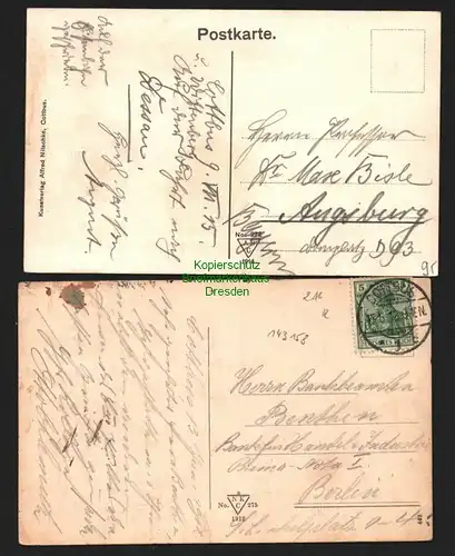 143158 2 AK Cottbus Kaiser Wilhelmplatz 1915 Stadttheater 1912