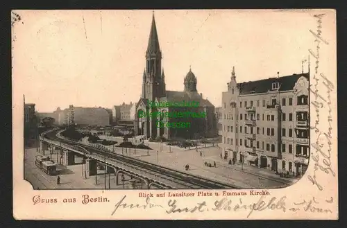 143373 AK Berlin Lausitzer Platz Emmaus Kirche Hochbahn 1903