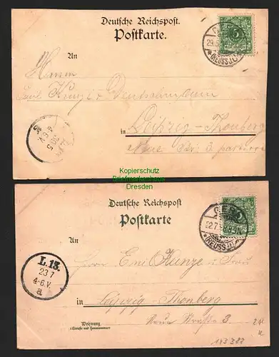 143388 2 AK Litho Waldhaus bei Gera 1898 Schloss Osterstein Mondscheinkarte