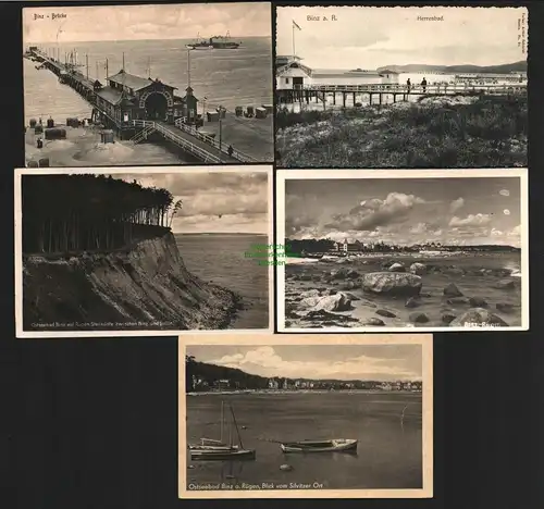 142837 5 AK Binz a. Rügen Herrenbad Brücke 1927 Steilküste nach Sellin 1931 Blic