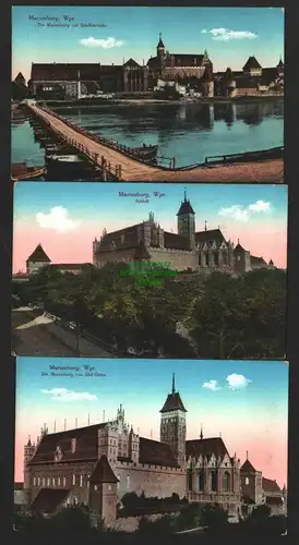 143112 3 AK Marienburg Wpr. um 1915 Schiffsbrücke Schloss