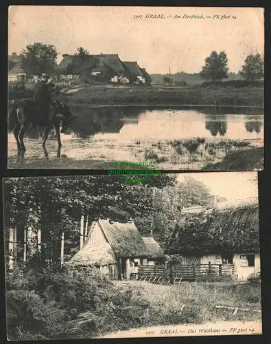 142886 2 AK Ostseebad Graal i. M. Am Dorfteich 1907 Das Waldhaus