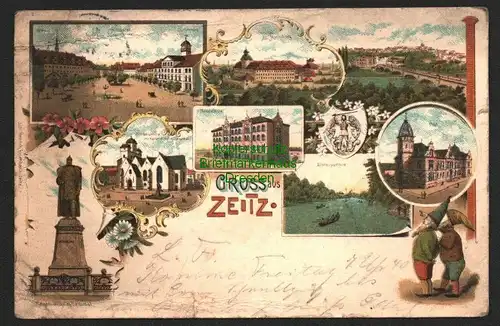 142466 AK Zeitz Litho 1901 Mittelschule Michaeliskirche Post Schloss Moritzburg