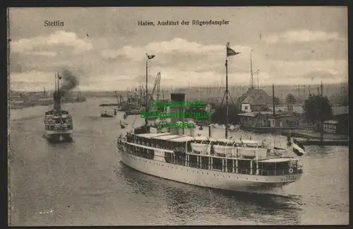 142614 AK Stettin Ausfahrt der Rügendampfer um 1915