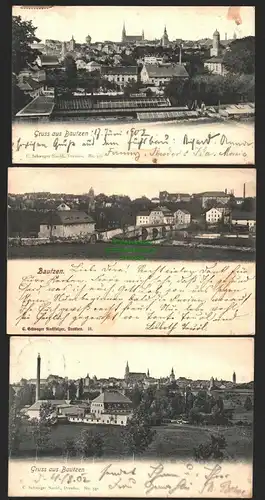 142672 3 AK Bautzen verschiedene Panoramen 1902 1903
