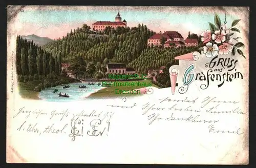 142366 AK Grafenstein Grottau 1900 Litho Burg Grabstejn
