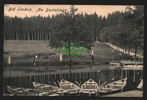 142375 AK Bad Landeck Am Bischofsteich 1915 Ruderboote Bootsverleih