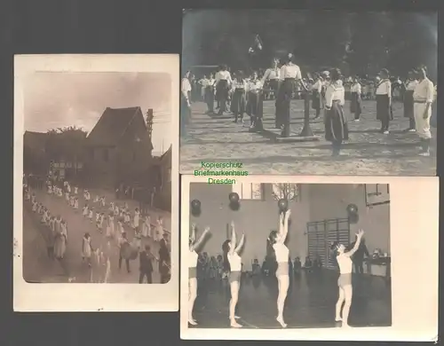 142014 3 AK Fotokarte Frauen Turnen Gymnastik