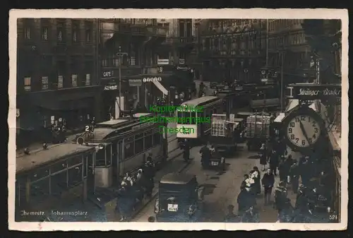 140349 AK Chemnitz Fotokarte 1940 Johannisplatz Starßenbahn