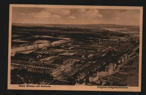 135025 AK Werk Wildau Kr. Teltow mit Kolonie Fliegeraufnahme große Fabrik 1935