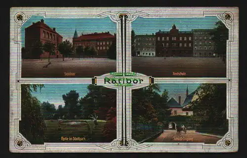 132823 AK Raciborz Ratibor 1918 Seminar Realschule Stadtpark Schloß Eingang