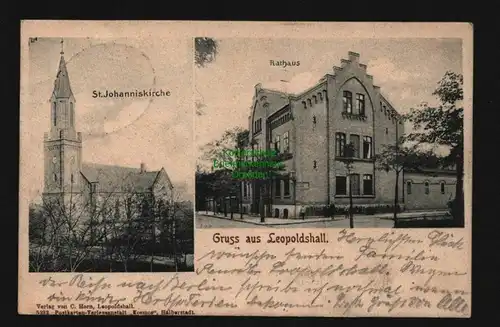 134088 AK Leopoldshall Stassfurt 1902 St. Johanniskirche Rathaus Bahnpost