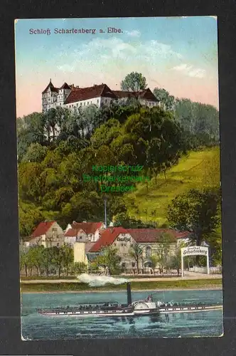 130530 AK Schloss Scharfenberg a. Elbe Gasthof 1924