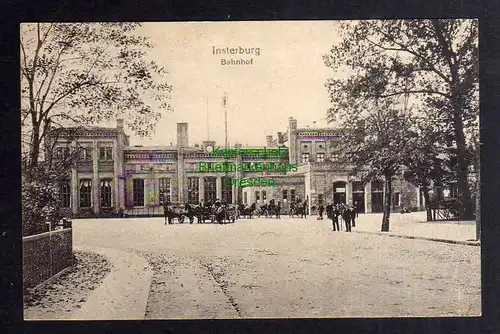 129067 AK Insterburg Ostpreußen1917 Bahnhof Straßenseite Bahnhofsplatz