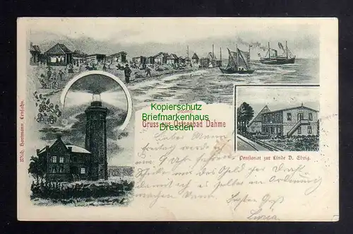 128138 AK Ostseebad Dahme Holstein 1901 Leuchtturm Pensionat zur Linde