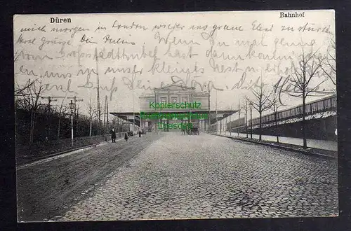 128502 AK Düren Bahnhof 1907 Auffahrt