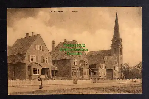 127892 AK Hamburg Groß Flottbek Kirche Wohnhäuser um 1915