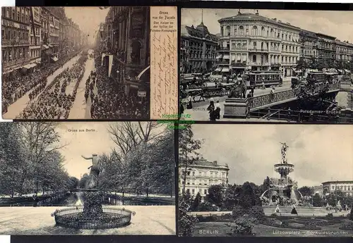 128078 7 AK Berlin Potsdamer Brücke 1907 Kaiser Parade Lützowplatz Luther Denkma