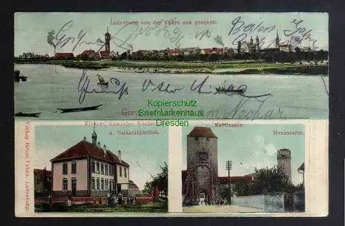 127880 AK Ladenburg 1907 von de Fähre Martinstor Schule Volksbibliothek