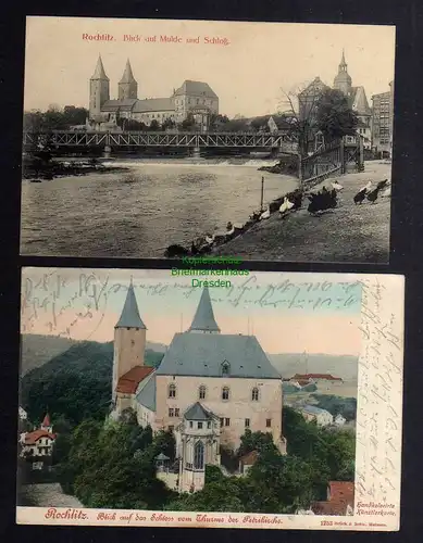 128033 AK Rochlitz Mulde Schloss Brücke 1901 Brück & Sohn Meissen 1253
