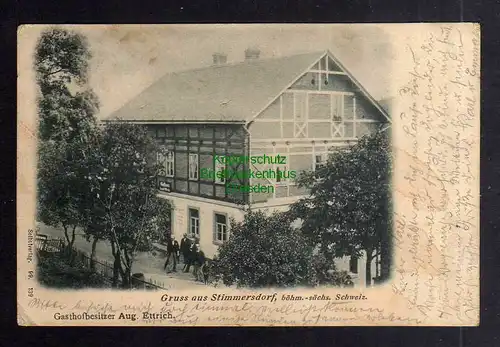 127350 AK Mezna Stimmersdorf 1899 böhm.-sächs. Schweiz Gasthof Besitzer Ettrich