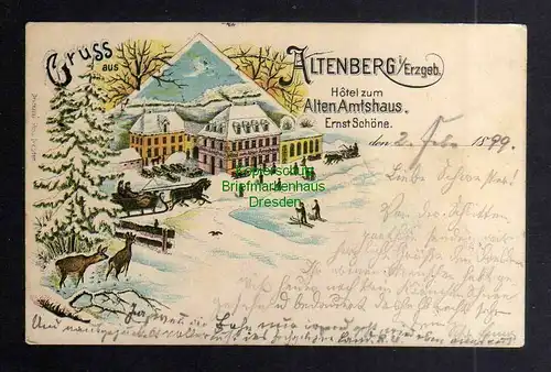 127319 AK Altenberg i. Erzgeb. 1899 Winterlitho Hotel zum Amtshaus Ernst Schöne
