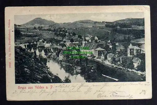 127168 AK Velden a. Pegnitz 1900 Panorama Kirche Fluss Zirkus Clown Harlekin