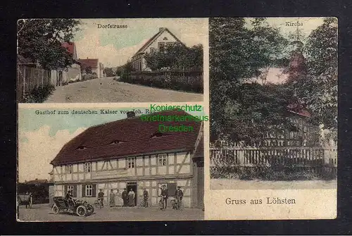 127046 AK Löhsten Herzberg Elster 1910 Gasthof zum deutschen Kaiser Kirche