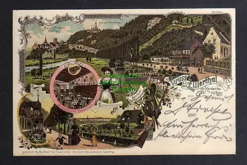 126491 AK Herdecke Ruhr 1902 Litho Zillerthal Burg und Freiheit Wetter Gasthaus
