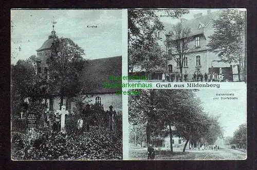 125908 AK Mildenberg  Zehdenick 1916 Kirche Schule Kaiserplatz Dorfstraße