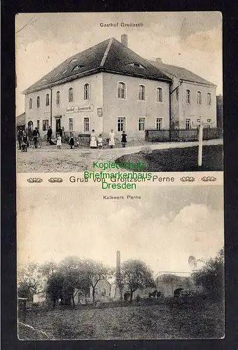125853 AK Groitzsch  Perne Klipphausen 1914 Gasthof Kalkwerk