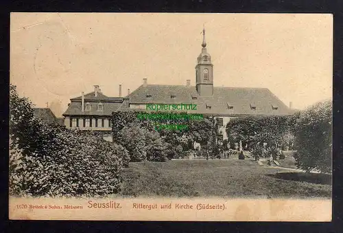 124839 AK Seusslitz Rittergut und Kirche Südseite Brück & Sohn Meissen um 1906
