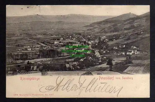 122904 AK Petersdorf vom Sandberg Riesengebirge Panorama 1906 Rübezahl