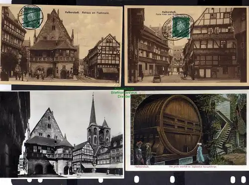 123138 4 AK Halberstadt h. d. Richthaus 1929 Rathaus Fischmarkt D. große Weinfaß