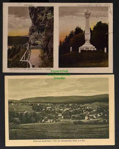 123110 2 AK Catterfeld bei Bad Georgenthal Hainfelsen Kandelaber 1923 Panorama