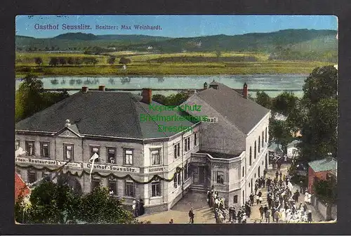 122613 AK Gasthof Seusslitz Restaurant Ausspannung Saal 1915 Bes. Max Weinhardt