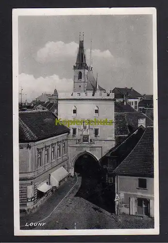 120333 AK Louny Laun 1944 Fotokarte Kirche Stadttor Böhmen & Mähren