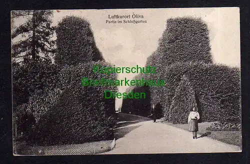 119511 AK Luftkurort Oliva Danzig Partie im Schloßgarten 1918