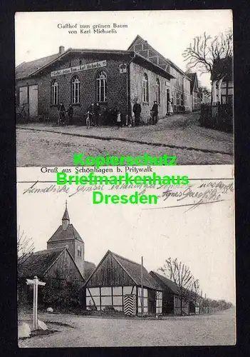 116812 AK Schönhagen bei Pritzwalk 1912 gasthof zum grünen Baum Karl Michaelis K